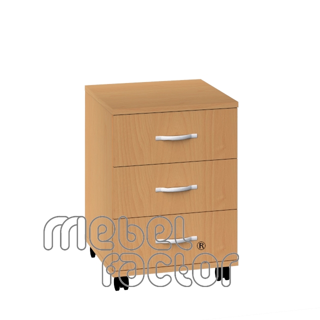 Mobile office pedestal with three drawers