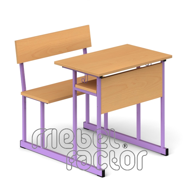 Single combo desk UNIVERSAL H65cm. Chipboard seat and backrest.